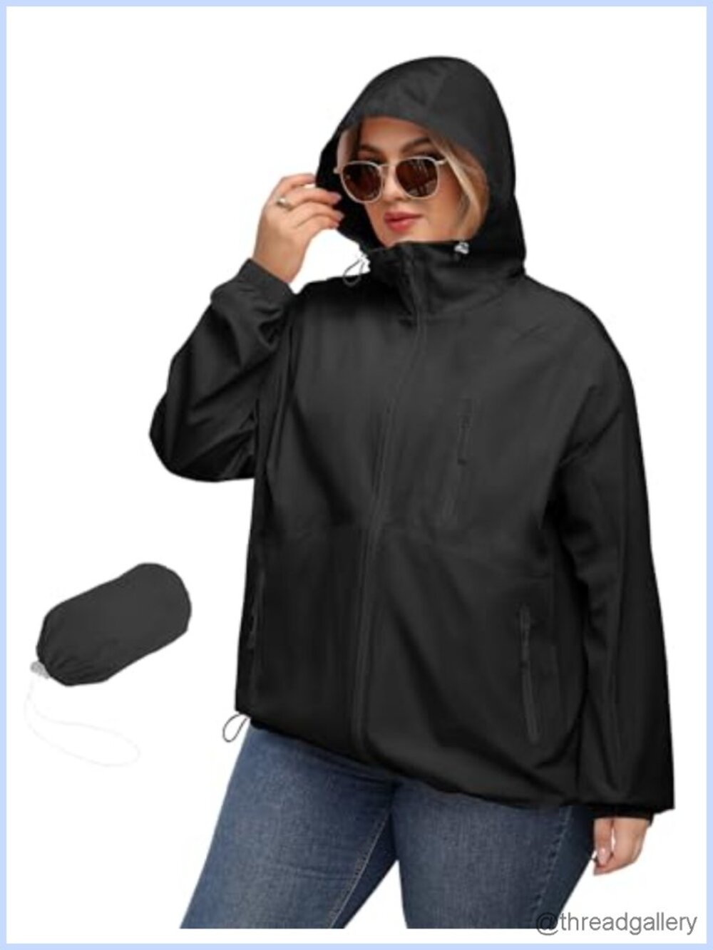 Plus Size Women's Waterproof Rain Jacket with Hood Windproof Outdoor Coat